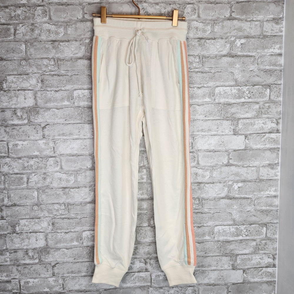 Faherty Joggers Cream Pastel Blue Peach Striped Cotton Casual XS